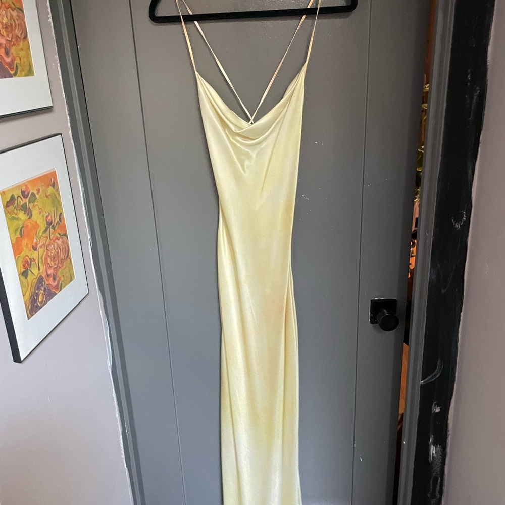 100% silk Cowl Neck Maxi Silk Slip Dress - Sunrise Dew, XS